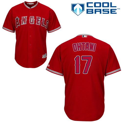 Angels #17 Shohei Ohtani Red Cool Base Stitched Youth MLB Jersey - Click Image to Close
